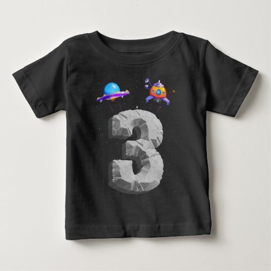 子供3歳の誕生日男の子の宇宙飛行士ギフトスパ ベビーTシャツ (正面)