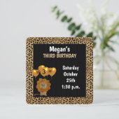 子供3rd誕生日パーティーチーズとブラック 招待状 (スタンド正面)