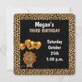 子供3rd誕生日パーティーチーズとブラック 招待状 (正面)