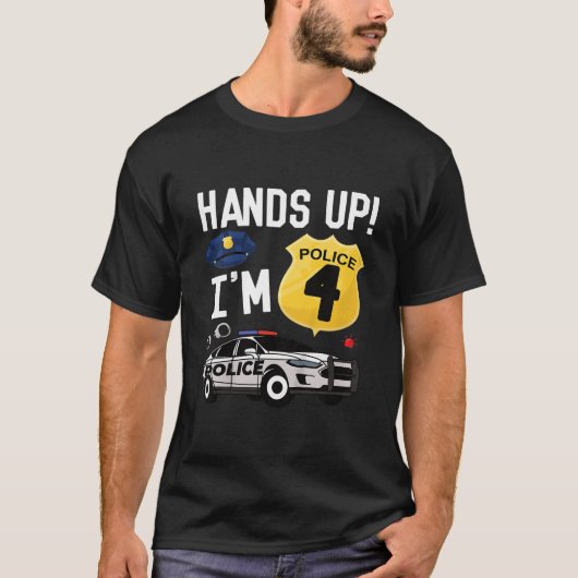子供4歳の誕生日ポリス少年4歳ポリ Tシャツ (正面)
