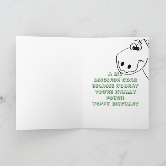 子供4th誕生日恐竜（カラーme） カード (内部)