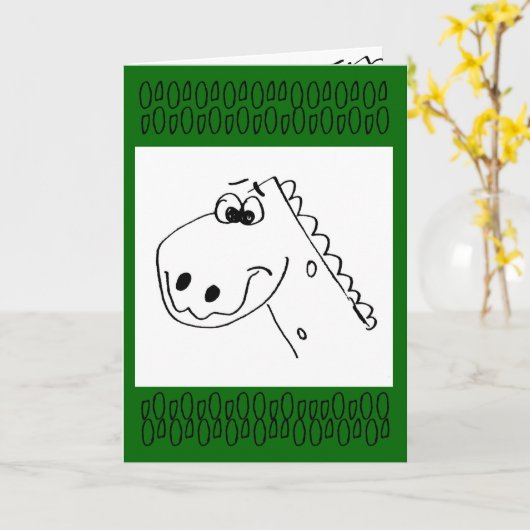 子供4th誕生日恐竜(カラーme) カード (黄色い花)