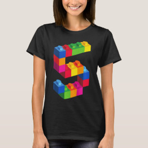 子供5年古い建物ブロック誕生日レンガ5 Tシャツ