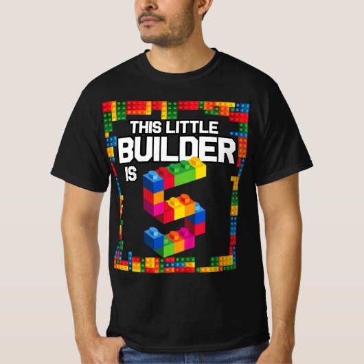 子供5年古い建物ブロック誕生日レンガ5t tシャツ (正面)