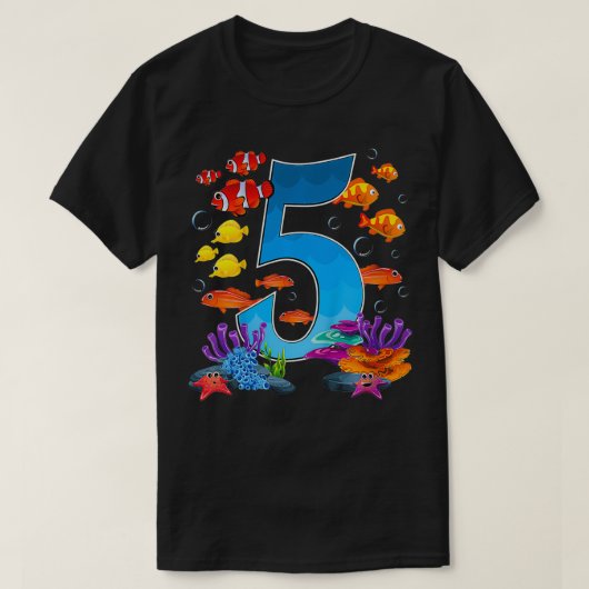 子供5歳の海の下に誕生日海魚 Tシャツ (デザイン正面)