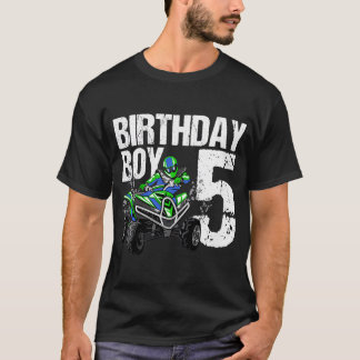 子供5歳クワッド誕生日パーティーテーマATV 4 Wh Tシャツ