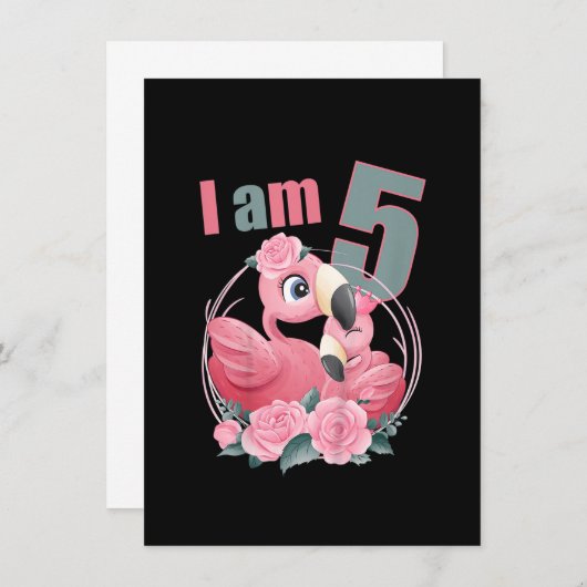 子供5歳5歳の誕生日の衣装ボーイガールFlamin 招待状 (正面/裏面)