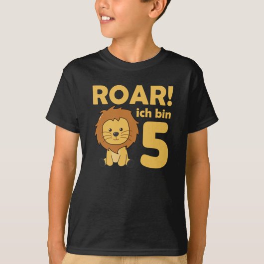 子供5.誕生日ライオン5歳I'm 5 Tシャツ (正面)