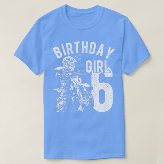 子供6歳の子供の誕生日女の子ダートバイクモト Tシャツ (デザイン正面)