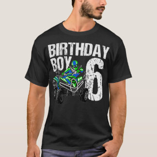 子供6歳クワッド誕生日パーティーテーマATV 4 Wh Tシャツ