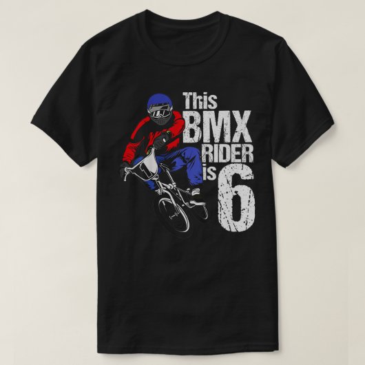 子供6歳BMX誕生日パーティーボーイズダートバイク Tシャツ (デザイン正面)