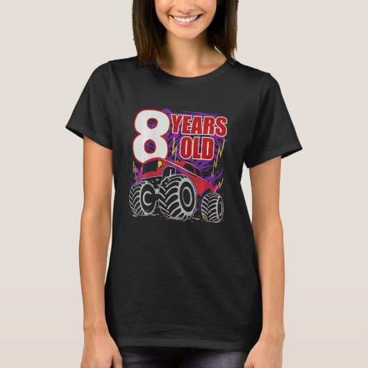 子供8年の誕生日モンスタートラック男の子とG Tシャツ (正面)
