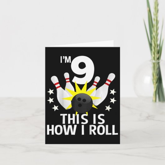 子供9歳のボーリング誕生日パーティーシャツ方法 カード (正面)