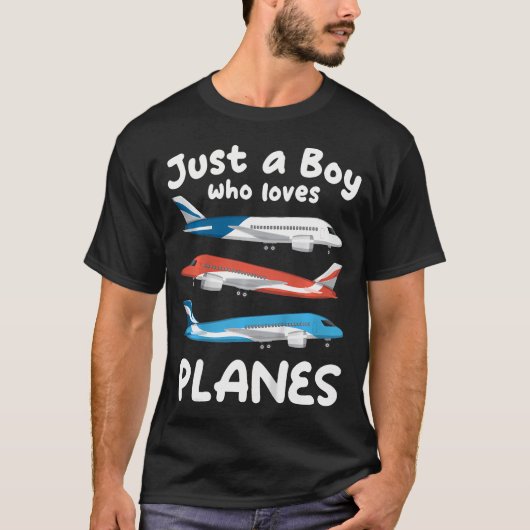 子供 ただの飛行機好きな少年 子供 エア Tシャツ (正面)