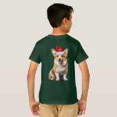 子供 ウェルシュコーギー 犬好き おもしろ クリスマス Tシャツ (裏面フル)