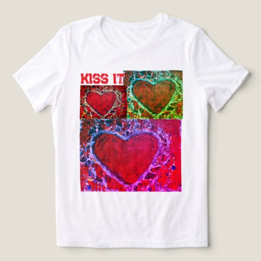 子供「キスIt」複数のハートTシャツ トライブレンドＴシャツ (デザイン正面)