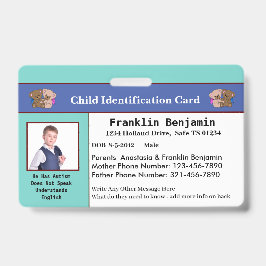 子供 キッズ フォト ID 識別カード カスタム バッジ