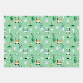 子供，パパ，グランパゴルファーGolfcartゴルフスポーティ ラッピングペーパーシート