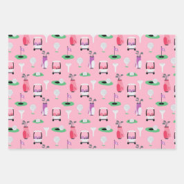 子供，パパ，グランパゴルファーGolfcartゴルフスポーティ ラッピングペーパーシート