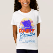 子供 ファミリー クルーズ 水色/オレンジ 旅行 夕焼け Tシャツ (正面)