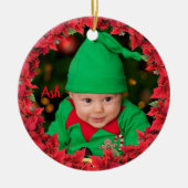 子供/ベビー写真クリスマス セラミックオーナメント (正面)