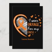 子供 女性 私は白血病の叔父のためにオレンジを着る 招待状 (正面/裏面)