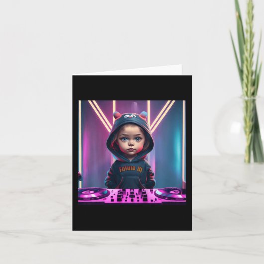 子供 子供 DJ ディスク ジョッキー 楽しい 子供の EDM クリスマス カード (正面)