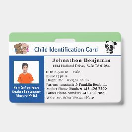 子供 男の子 女の子 ID 識別カードをカスタマイズする バッジ