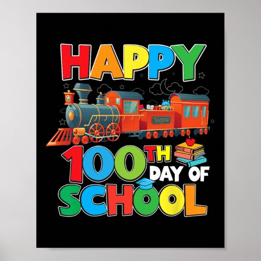 子供+男の子+100日目の学校+列車+鉄道 ポスター (正面)