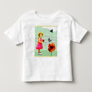 子供: 私は音楽を愛します! ケシの蝶 トドラーTシャツ