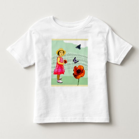 子供: 私は音楽を愛します! ケシの蝶 トドラーTシャツ (正面)