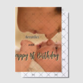 子供 誕生日 おめでとう 黒 黄色 1歳 ベラム紙招待状 (オフセット (招待状))