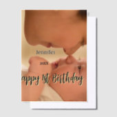 子供 誕生日 おめでとう 黒 黄色 1歳 ベラム紙招待状 (オフセット)