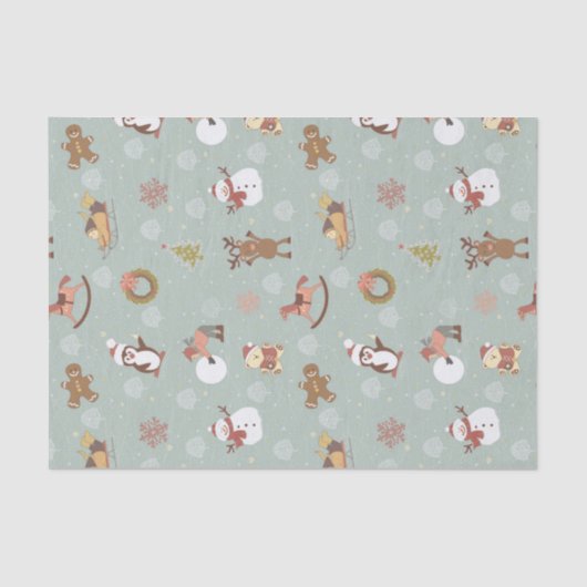 子供、雪だるまおよびジンジャーブレッド 薄葉紙 (正面)