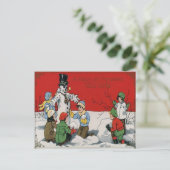 子供 雪だるま 冬 雪 ポストカード (スタンド正面)