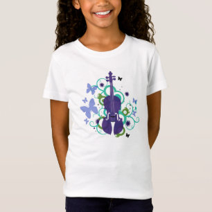 子供Butterflysおよび渦巻のためのバイオリンのTシャツ Tシャツ