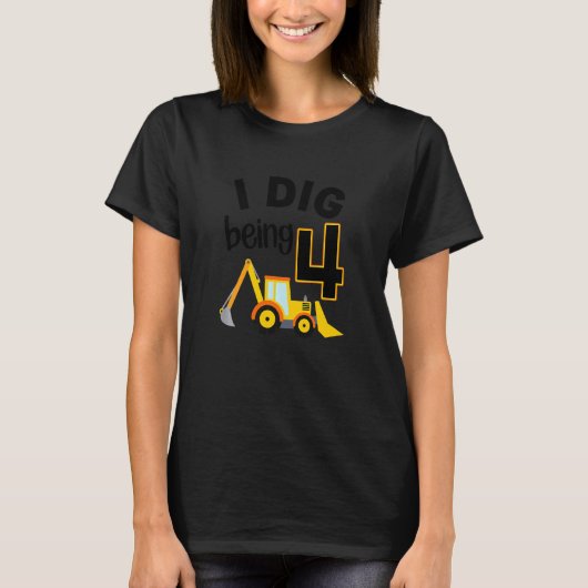 子供Iディグビーイング4建築4thバースデーバック Tシャツ (正面)