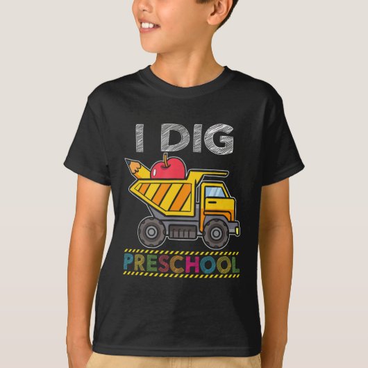 子供I DIG就学前トラック学校先生学生 Tシャツ (正面)