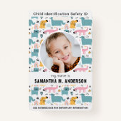 子供ID緊急かわいい犬の子供の識別 バッジ (正面)