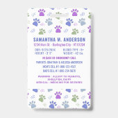 子供ID緊急カード可愛い手のプリント写真 バッジ (Back)