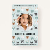 子供ID緊急識別かわいい子供の写真 バッジ (正面)