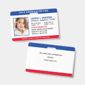 子供ID識別エマージェンシーカスタム写真 バッジ (正面&裏面)