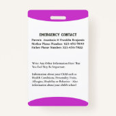 子供ID識別カードボーイガールフォトカスタム バッジ (裏面)