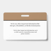 子供ID識別カード学生スクールバッジ バッジ (裏面)