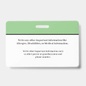 子供ID識別カード学生スクールバッジ バッジ (裏面)