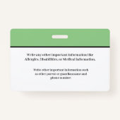 子供ID識別カード学生スクールバッジ バッジ (裏面)