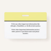 子供ID識別カード学生学校 バッジ (裏面)