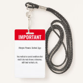 子供ID識別緊急アレルギー写真 バッジ (裏面ランヤード)