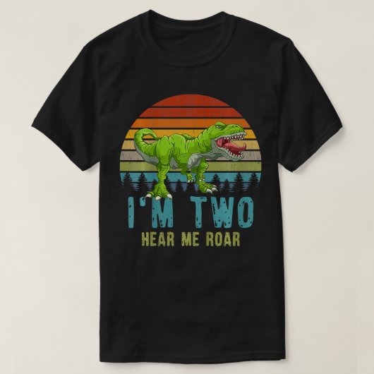 子供im 2聞く私の轟音T元恐竜2誕生日 Tシャツ (デザイン正面)