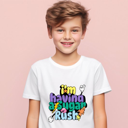 子供Tシャツ:私は急いで砂糖を食べている Tシャツ